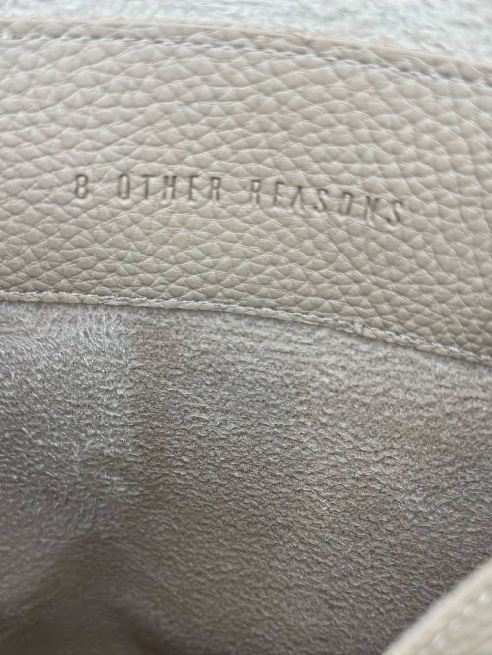 8 Other Reasons Beige Pebbled Faux Leather Tote Bag Minimalist Shoulder Purse - Picture 3 of 13